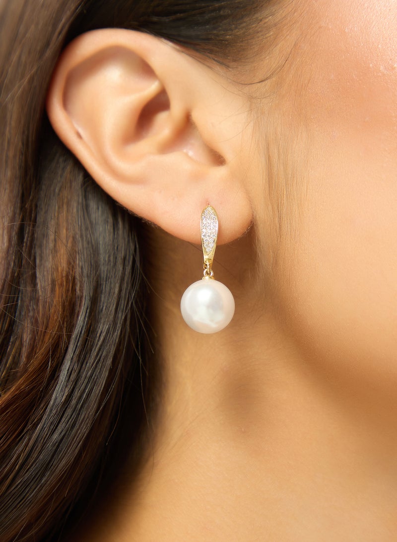 ELLA Pearl Detailed Earrings With Gold Accent And Rhinestone Detailing - Image 4